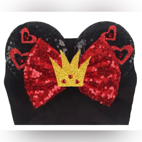 🥑2/$29~Disney Inspired Queen of Hearts Baby Minnie Ears Head Wrap NEW~One Size - Picture 1 of 3